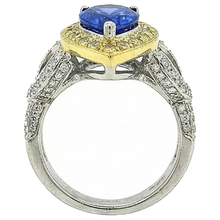 Afbeelding in Gallery-weergave laden, Peer tanzaniet en Natuurlijke echte diamanten ( niet in een laboratorium gekweekt ) 4.51 ct antieke stijl ring tweekleurig goud