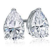 Afbeelding in Gallery-weergave laden, Peer Geslepen Solitaire Natuurlijk Diamant Stud 3 Karaat Dames Oorbel Wit Goud 14K