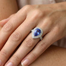 Afbeelding in Gallery-weergave laden, echte round diamant 4.40karaat ring met diamantaccenten