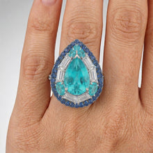 Afbeelding in Gallery-weergave laden, Peervormig Paraiba Toermalijn Gekleurde Steen Ring in 14K
