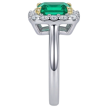 Afbeelding in Gallery-weergave laden, Princess Colombiaanse Smaragd ring in 14 Karaat Tweekleurig Goud – bovenaanzicht