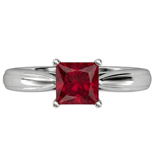 Afbeelding in Gallery-weergave laden, Princess Cut Solitaire Robijn 2 karaats ring 14K witgoud
