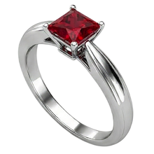 Afbeelding in Gallery-weergave laden, Princess Cut Solitaire Robijn 2 karaats ring 14K witgoud