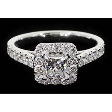 Afbeelding in Gallery-weergave laden, Princess Cut Echt Diamond Halo Setting Verlovingsring 2 Karaat