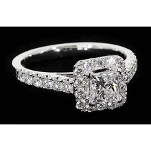 Afbeelding in Gallery-weergave laden, Princess Cut Echt Diamond Halo Setting Verlovingsring 2 Karaat