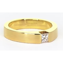 Afbeelding in Gallery-weergave laden, Princess Cut Echt Diamond Tension Set Herenring 0,75 Karaat Geel Goud
