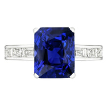 Afbeelding in Gallery-weergave laden, Princess & Baguette Diamond Sapphire Ring Radiant 3 karaats kanaalset
