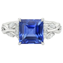 Afbeelding in Gallery-weergave laden, Prinsesslijpsel Blauwe Saffier IGI GECERTIFICEERDE Diamanten Ring 6.75 Karaat Luxe Sieraden
