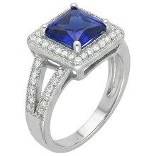 Afbeelding in Gallery-weergave laden, Prinses ronde geslepen Sri Lanka saffier Natuurlijke echte diamanten ( niet in een laboratorium gekweekt ) ring 3.56 karaat WG 14K