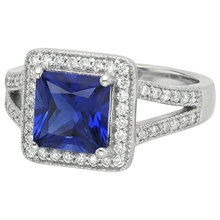 Afbeelding in Gallery-weergave laden, Prinses ronde geslepen Sri Lanka saffier Natuurlijke echte diamanten ( niet in een laboratorium gekweekt ) ring 3.56 karaat WG 14K