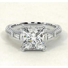 Afbeelding in Gallery-weergave laden, Prinses Baguette Echt Diamanten Verlovingsring 5,10 Karaat Sieraden Nieuw