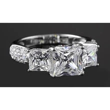 Afbeelding in Gallery-weergave laden, Prinses Geslepen Echt Diamanten Verlovingsring 5 Karaat Witgoud 3 Steen