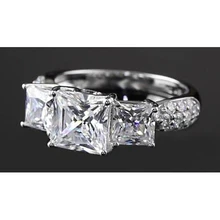 Afbeelding in Gallery-weergave laden, Prinses Geslepen Echt Diamanten Verlovingsring 5 Karaat Witgoud 3 Steen