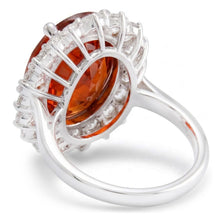 Afbeelding in Gallery-weergave laden, Prong Gezet 12.75 Karaat Granaat En Natuurlijke uit de aarde gewonnen Diamanten Verlovingsring Witgoud 14K