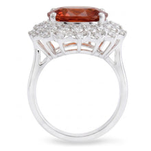 Afbeelding in Gallery-weergave laden, Prong Gezet 12.75 Karaat Granaat En Natuurlijke uit de aarde gewonnen Diamanten Verlovingsring Witgoud 14K