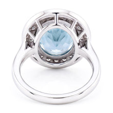 Afbeelding in Gallery-weergave laden, Prong Set 11 kt ronde ring met aquamarijn en Natuurlijke echte diamanten ( niet in een laboratorium gekweekt ) wit goud 14k