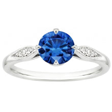 Afbeelding in Gallery-weergave laden, echte round saffier 2.40karaat ring close-up detail