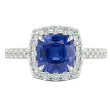 Afbeelding in Gallery-weergave laden, echte round saffier 2.75karaat ring close-up detail