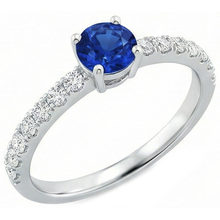 Afbeelding in Gallery-weergave laden, Prong Set 3.10 Ct Ceylon Sapphire Diamonds Trouwring Wit Goud 14K
