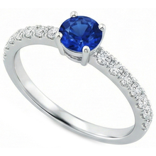 Afbeelding in Gallery-weergave laden, Prong Set 3.10 Ct Ceylon Sapphire Diamonds Trouwring Wit Goud 14K
