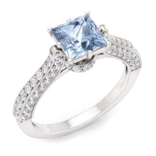 Afbeelding in Gallery-weergave laden, Prong Set 8,50 Karaat Aquamarijn Met Diamanten Ring Wit Goud 14K