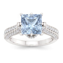 Afbeelding in Gallery-weergave laden, Prong Set 8,50 Karaat Aquamarijn Met Diamanten Ring Wit Goud 14K