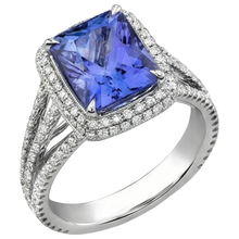 Afbeelding in Gallery-weergave laden, echte round tanzaniet 4.78karaat ring close-up detail