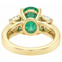 Afbeelding in Gallery-weergave laden, Prong Set groene smaragd en Natuurlijke echte diamant ( niet in het laboratorium gekweekt ) 5,25 karaat verlovingsring