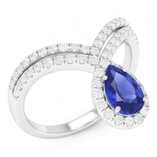 Afbeelding in Gallery-weergave laden, Puur Trouwset Blauwe Saffier Edelsteen Ring 3,50 karaat