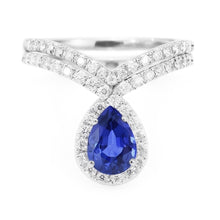 Afbeelding in Gallery-weergave laden, Puur Trouwset Blauwe Saffier Edelsteen Ring 3,50 karaat