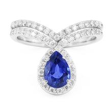 Afbeelding in Gallery-weergave laden, Puur Trouwset Blauwe Saffier Edelsteen Ring 3,50 karaat