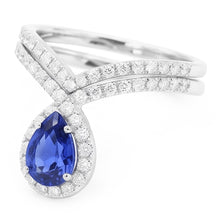 Afbeelding in Gallery-weergave laden, Puur Trouwset Blauwe Saffier Edelsteen Ring 3,50 karaat
