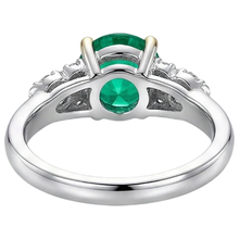 Afbeelding in Gallery-weergave laden, Edelsteen Ring Tweekleurig 14K Goud met Smaragd – bovenaanzicht