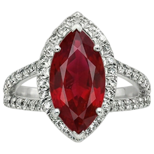 Afbeelding in Gallery-weergave laden, Red Marquise Cut Halo Ruby Diamond Ring Witgoud 5,55 Ct