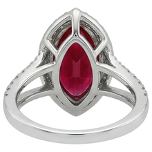 Afbeelding in Gallery-weergave laden, Red Marquise Cut Halo Ruby Diamond Ring Witgoud 5,55 Ct