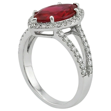 Afbeelding in Gallery-weergave laden, Red Marquise Cut Halo Ruby Diamond Ring Witgoud 5,55 Ct