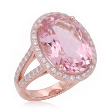 Afbeelding in Gallery-weergave laden, Ring met 29,75 Karaat Roze Kunziet en Natuurlijke uit de aarde gewonnen Diamanten Roségoud 14K