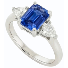 Afbeelding in Gallery-weergave laden, echte pear saffier 2karaat ring zijaanzicht