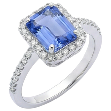 Afbeelding in Gallery-weergave laden, Ring met 5,80 ct. Tandenset met tanzaniet en Natuurlijke echte diamanten ( niet in een laboratorium gekweekt ) 14K witgoud