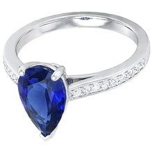 Afbeelding in Gallery-weergave laden, Ring met Natuurlijke echte diamant ( niet in het laboratorium gekweekt )en voor dames, blauwe saffier, witgoud 14K 4,50 karaat