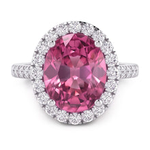 Afbeelding in Gallery-weergave laden, Ring met Roze Saffier Halo en Natuurlijke Echte Diamant (Niet Labgekweekt)