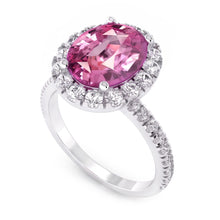 Afbeelding in Gallery-weergave laden, Ring met Roze Saffier Halo en Natuurlijke Echte Diamant (Niet Labgekweekt)