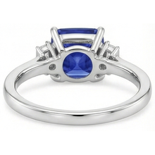 Afbeelding in Gallery-weergave laden, Ring met drie stenen Natuurlijke echte diamanten ( niet in een laboratorium gekweekt ) blauwe saffier 3,25 karaat witgoud