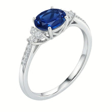 Afbeelding in Gallery-weergave laden, Ring met saffier en Natuurlijke echte diamanten ( niet in een laboratorium gekweekt ) van 3,50 ct. Witgoud