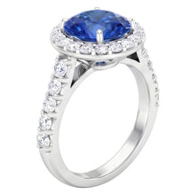 Afbeelding in Gallery-weergave laden, Ring met saffier en Natuurlijke echte diamanten ( niet in een laboratorium gekweekt ) van 4.25 karaat witgoud 14k