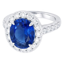 Afbeelding in Gallery-weergave laden, Ring met saffier en Natuurlijke echte diamanten ( niet in een laboratorium gekweekt ) van 4.25 karaat witgoud 14k