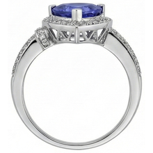 Afbeelding in Gallery-weergave laden, Ring met saffier en ronde Natuurlijke echte diamanten ( niet in een laboratorium gekweekt ) van 1.51 ct biljoen witgoud