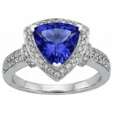Afbeelding in Gallery-weergave laden, Ring met saffier en ronde Natuurlijke echte diamanten ( niet in een laboratorium gekweekt ) van 1.51 ct biljoen witgoud