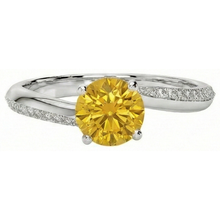 Afbeelding in Gallery-weergave laden, Ring met tanden en rond geslepen gele saffier met Natuurlijke echte diamanten ( niet in een laboratorium gekweekt ) van 3,50 ct