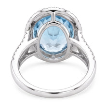 Afbeelding in Gallery-weergave laden, Ring met tanden, rond geslepen 12 kt Aquamarijn en Natuurlijke echte diamanten ( niet in een laboratorium gekweekt ), goud wit